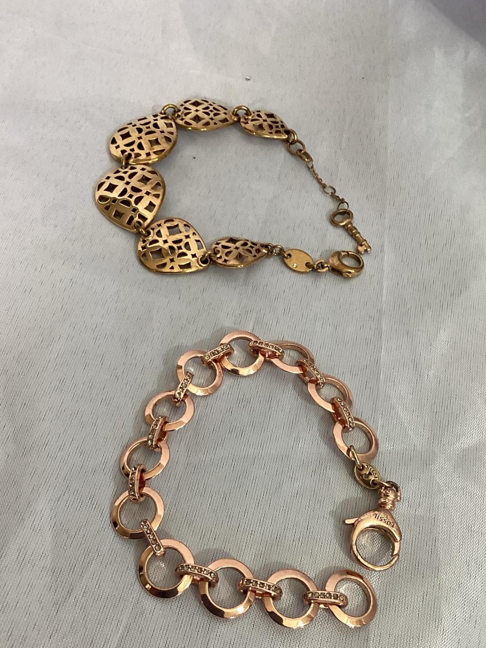 Fossil Rose Gold Linked Chain Bracelet bundle